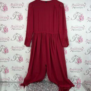 Belage one piece pants suit jumper vintage Elegant Red Long Sleeve Jumpsuit